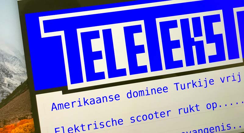 Početna stranica nizozemskog teleteksta, televizijske usluge za pronalaženje informacija.